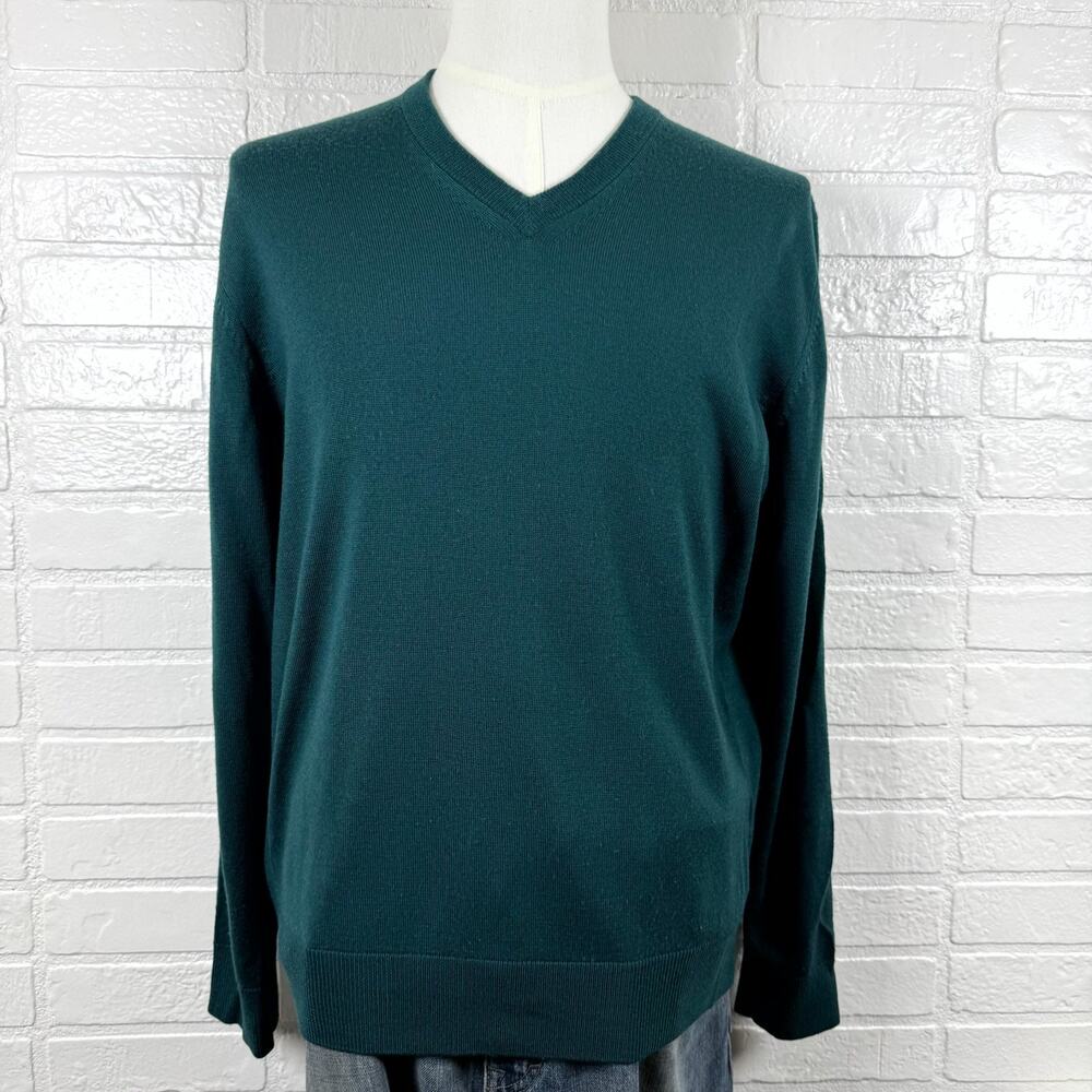 Thomas Pink Sweater Mens Large Green Knit Long Sleeve Grandpa Cozy Dark Academia